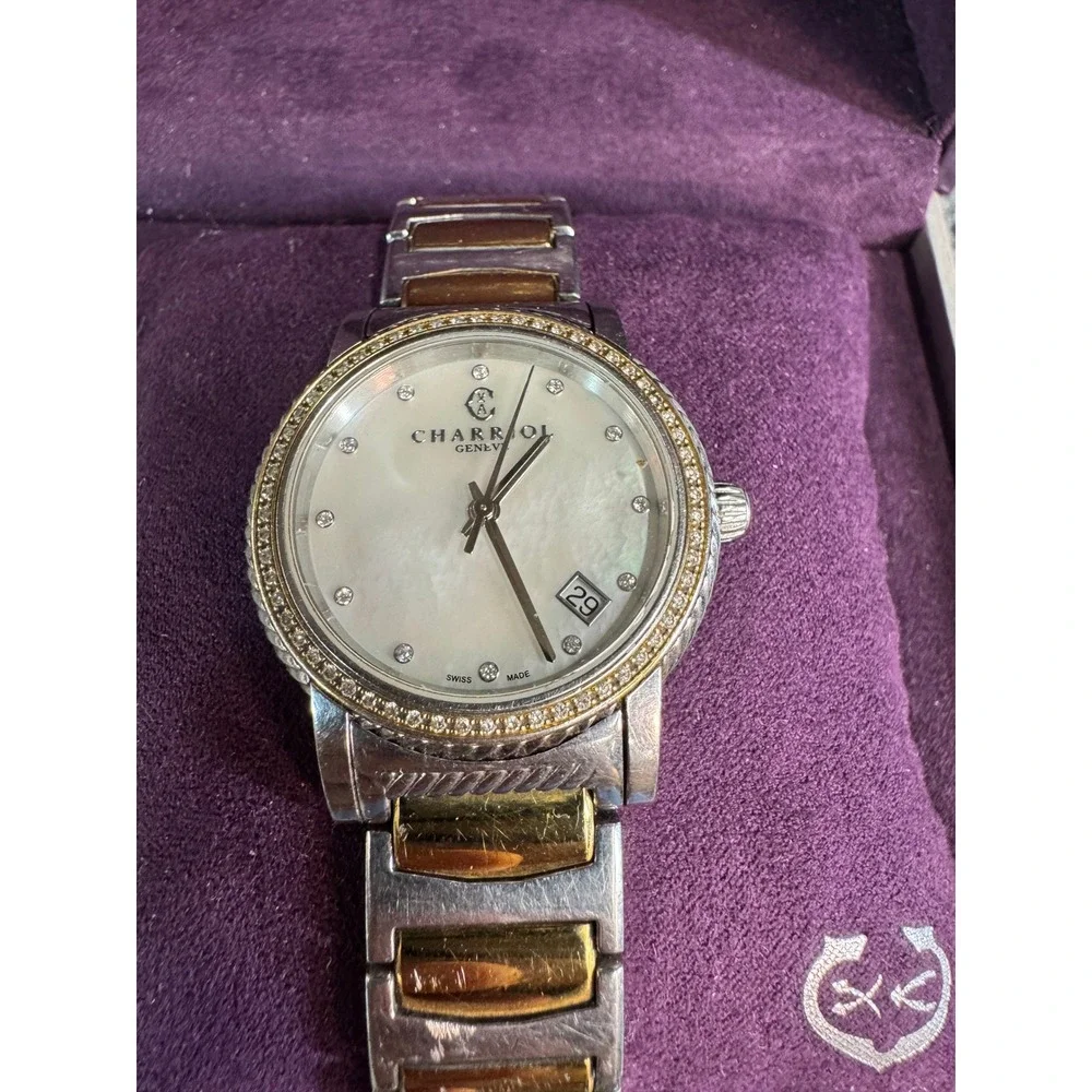 Charriol Geneve Diamond Mother of Pearl Two Tone Stainless Steel Watch 0700